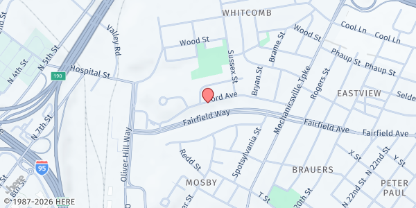 Map showing New Covenant Apostolic Faith Church Food Pantry at 2129 Ford Avenue, Richmond, VA