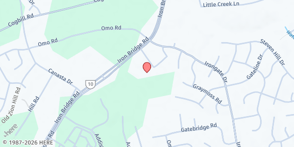 Map showing Pentecostal Church of Love & Restoration at 6529 Iron Bridge Place, Richmond, VA