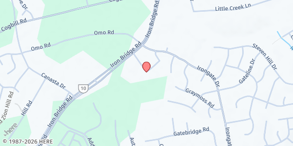 Map showing Pentecostal Church of Love & Restoration at 6529 Iron Bridge Pl., Richmond, VA