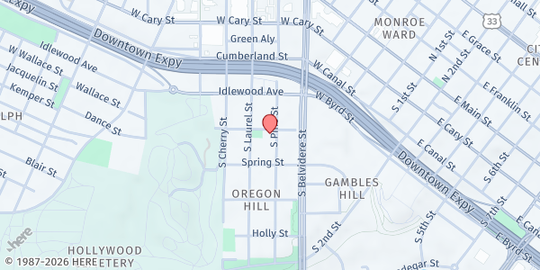 Map showing Pine Street Baptist Church at 400 S. Pine St., Richmond, VA