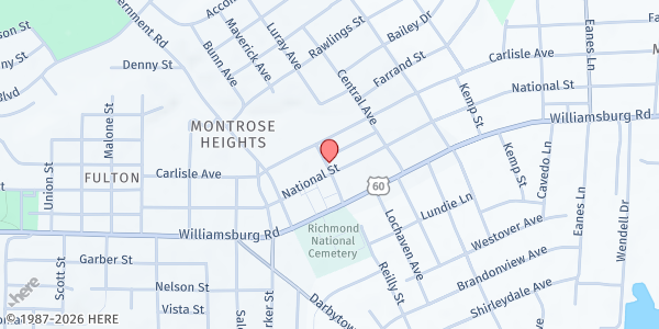 Map showing Restoration Outreach Ministries at 4908 Creedmore Street, Richmond, VA