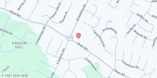 Map showing Second Baptist Church Loaves & Fishes - Food Pantry at 9614 River Rd., Richmond, VA