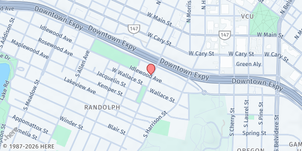 Map showing Second Baptist Church Pantry at 1400 Idlewood Avenue, Richmond, VA