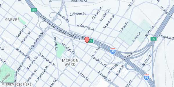 Map showing Sixth Mount Zion Baptist Church at 14 West Duval Street, Richmond, VA