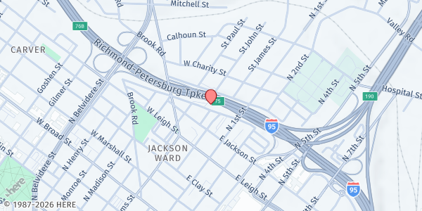 Map showing Sixth Mount Zion Baptist Church Soup Kitchen at 14 West DuVal St., Richmond, VA