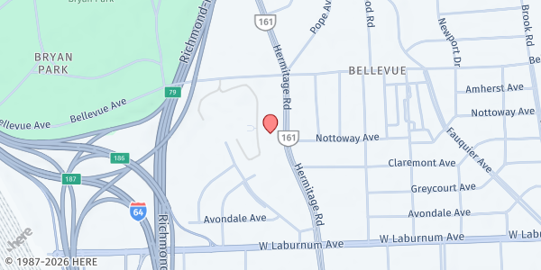 Map showing St. Alban's Catholic Church at 4006 Hermitage Rd., Richmond, VA