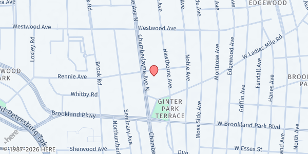 Map showing St. Paul's Catholic Church Food Pantry at 909 Rennie Avenue, Richmond, VA