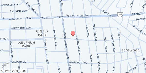 Map showing St Thomas Episcopal Church at 3602 Hawthorne Ave, Richmond, VA