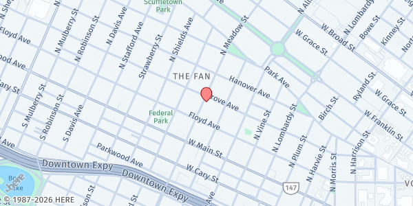 Map showing Tabernacle Baptist Church at 1925 Grove Ave, Richmond, VA