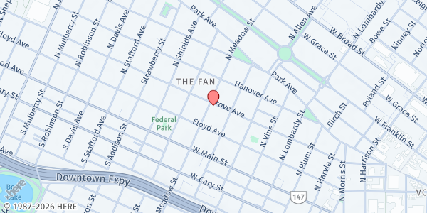 Map showing Tabernacle Baptist Church at 1925 Grove Avenue, Richmond, VA
