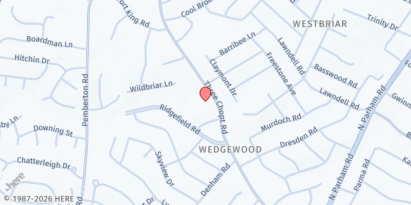 Map showing Three Chopt Presbyterian Church at 9315 Three Chopt Rd, Richmond, VA