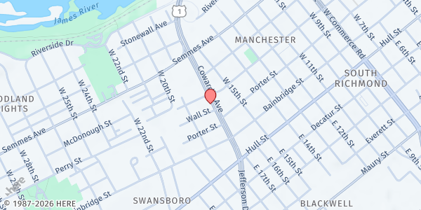 Map showing United Nations Church at 214 Cowardin Avenue, Richmond, VA