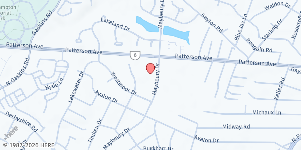 Map showing Welborne Community Food Pantry at 920 Maybeury Drive, Richmond, VA