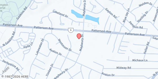 Map showing Welborne Food Pantry at 920 Maybeury Dr., Richmond, VA