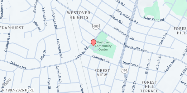 Map showing Westover Hills Elementary Food Pantry Closet at 1211 Jahnke Rd, Richmond, VA