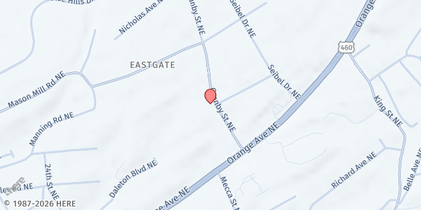 Map showing Agape - Vinton Roanoke Center at 1568 Granby St NE, Roanoke, VA