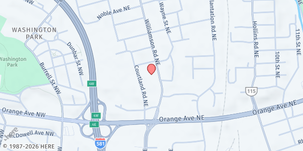Map showing Blue Ridge Independent Living - Roanoke at 1502 Williamson Rd NE Ste B, Roanoke, VA