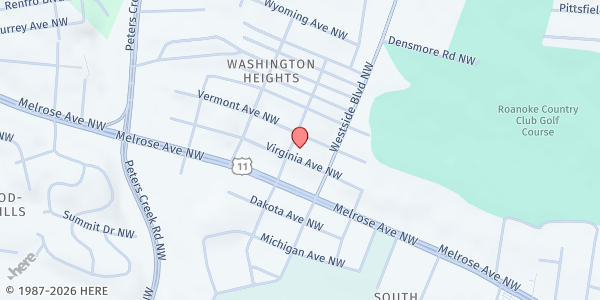 Map showing Fairview United Methodist Church at 1310 Van Buren St NW, Roanoke, VA