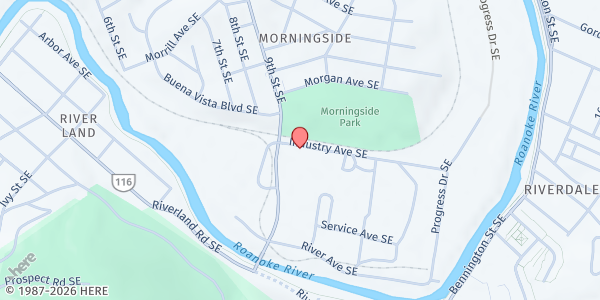 Map showing Feeding Southwest Virginia Service Area at Southwest Virginia, Roanoke, VA