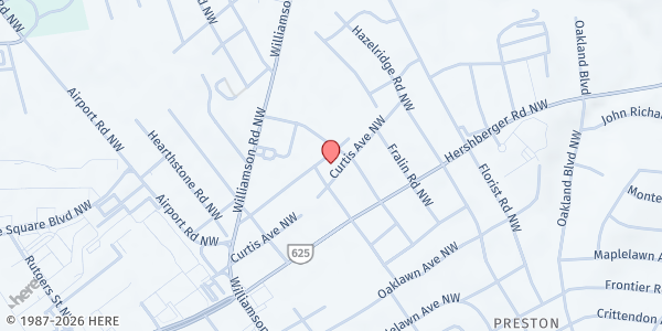 Map showing First Church of God Food Pantry at 5008 Hildebrand Rd. NW, Roanoke, VA