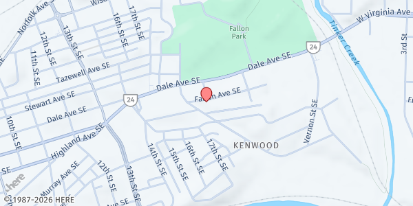 Map showing Handicapped Educational Rehabilitation Organization - Food Distribution Center at 1929 Fallon Ave SE, Roanoke, VA
