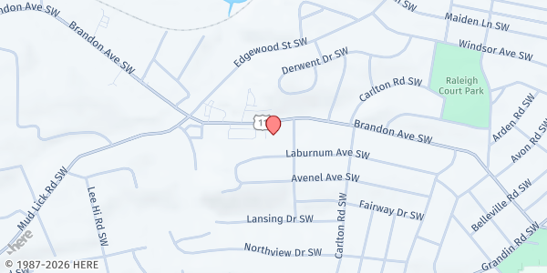 Map showing Rosalind Hills Baptist Church at 2712 Brandon Ave SW, Roanoke, VA