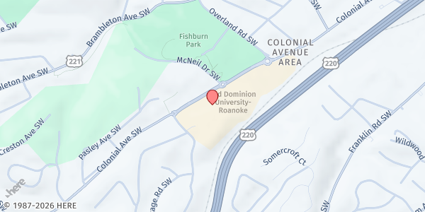 Map showing Virginia Western Community College at 3096 Colonial Ave SW, Roanoke, VA