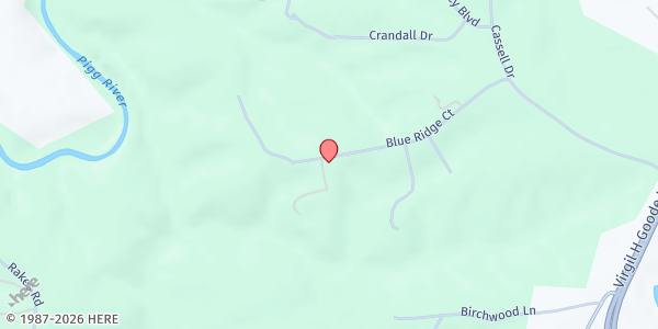 Map showing Blue Ridge Chapel at 445 Blue Ridge Ct, Rocky Mount, VA