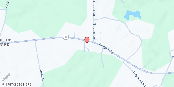 Map showing God's Holy Temple at 17192 County Line Dr, Rollins Fork, VA