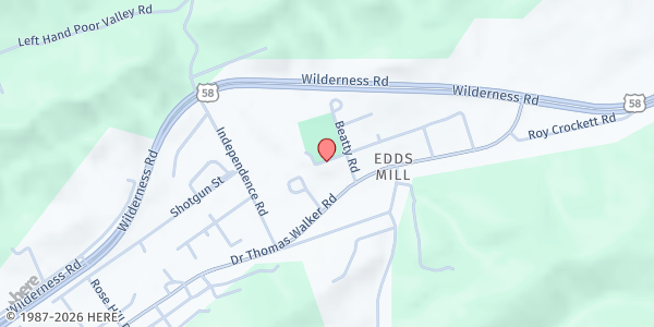 Map showing Rose Hill Calvary Road Pantry at 525 Calvary Rd., Rose Hill, VA