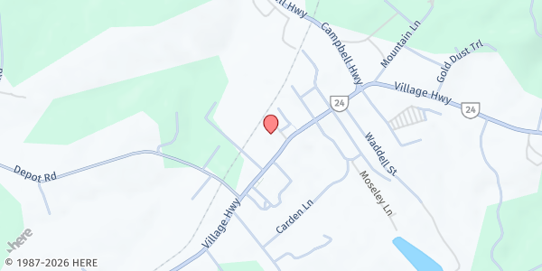 Map showing Rustburg United Methodist Church (UMC) at 664 Village Highway, Rustburg, VA