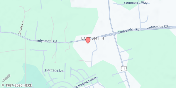 Map showing Lotus Academy at 7278 Ladysmith Rd, Ruther Glen, VA
