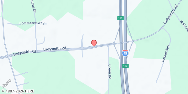 Map showing Saint Mary of the Annunciation at 1036 Ladysmith Rd., Ruther Glen, VA