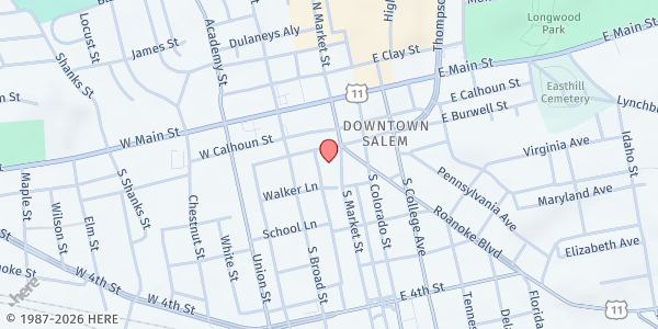 Map showing Shiloh Baptist Church at 201 S. Market St., Salem, VA