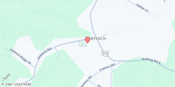 Map showing Antioch Baptist Church at 4422 Antioch Rd., Scottsville, VA