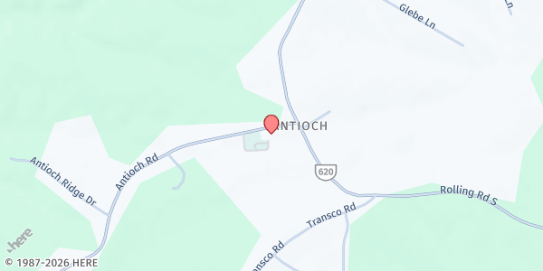 Map showing Antioch Baptist Church at 4422 Antioch Road, Scottsville, VA