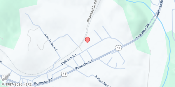 Map showing Shawsville Lay Ministerial Association Food Pantry at 4179 Old Town Rd., Shawsville, VA