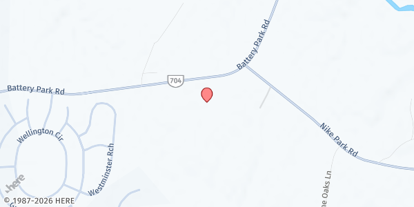 Map showing Harvest Fellowship Baptist Church at 19290 Battery Park Rd, Smithfield, VA