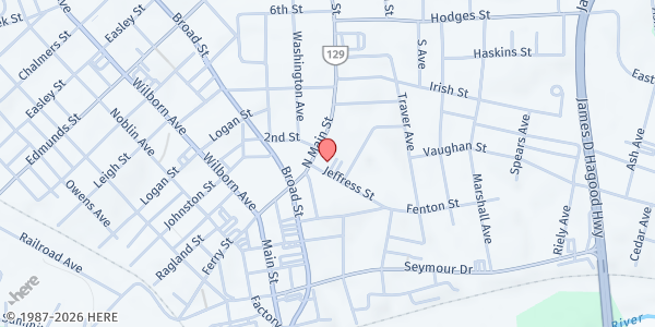 Map showing Main Street United Methodist Church - Food Distribution Center at 201 N Main St, South Boston, VA