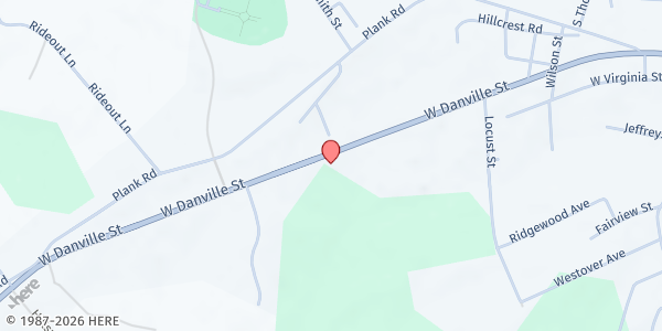 Map showing Lake Country Area Agency on Aging at 1105 West Danville Street, South Hill, VA