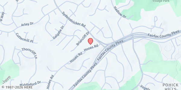 Map showing Sydenstricker UMC Food Corner at 8508 Hooes Road, Springfield, VA
