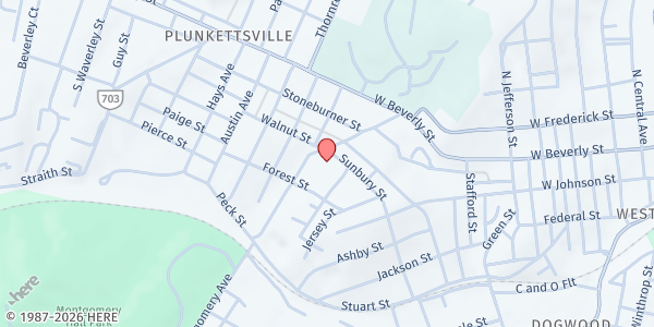 Map showing Allen Chapel African Methodist Episcopal (AME) Church at 936 Sudbury Street, Staunton, VA