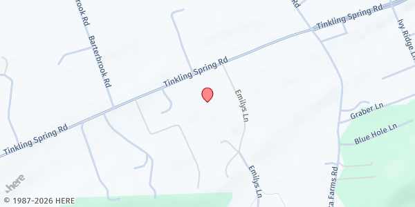 Map showing Cornerstone Church of Augusta - Food Distribution Center at 1156 Tinkling Spring Rd, Staunton, VA