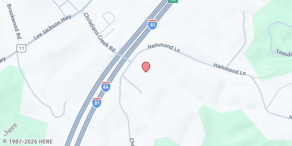 Map showing Redeeming Life Ministries at 144 Christians Creek Rd., Staunton, VA