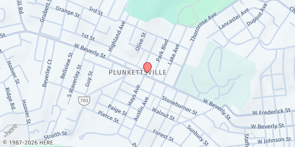 Map showing Valley Mission at 1513 W Beverley St., Staunton, VA