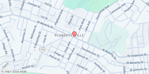 Map showing Valley Mission Inc. - Food Distribution Center at 1513 W Beverley St, Staunton, VA