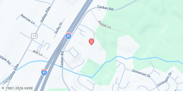 Map showing Love Church Food Pantry at 199 Agape Way, Stephens City, VA