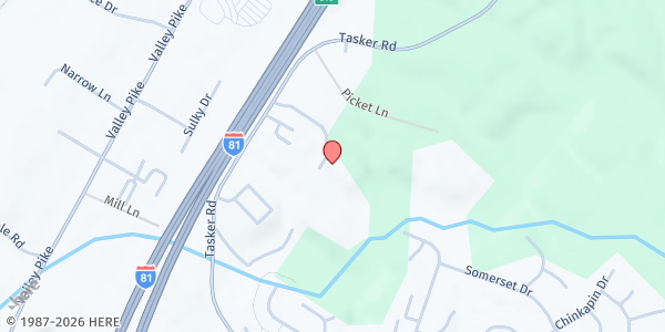 Map showing Love Church Food Pantry at 5187 Main Street, Stephens City, VA