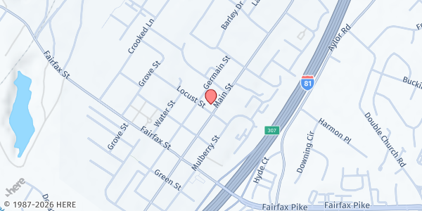 Map showing Stephens City United Methodist Church (UMC) at 5291 Main Street, Stephens City, VA