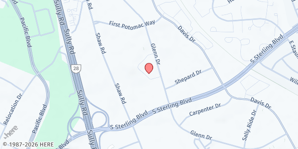 Map showing Loudoun Hunger Relief - Sterling at 18 Export Dr., Sterling, VA